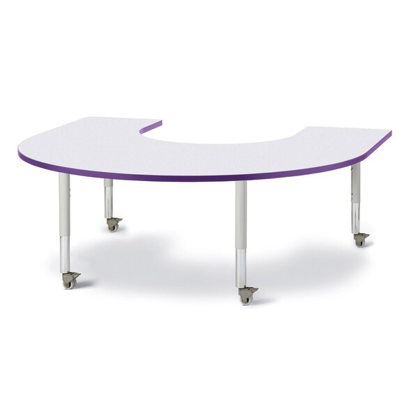 Berries Horseshoe Activity Table, 66 in. x 60 in., Mobile, Freckled Gray/Purple/Gray